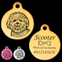 Bichon Frise Engraved 31mm Large Round Pet Dog ID Tag